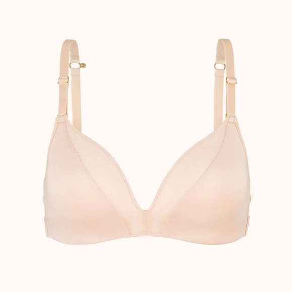 New NWT Lively The All-Day Deep V No-Wire Toasted Almond Bra Women's Size 32DD - Picture 1 of 5